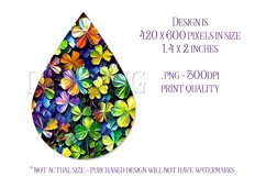 Colorful Clover Teardrop Earring, Watercolor Shamrocks, d4 Product Image 2
