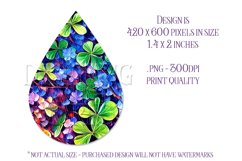 Colorful Clover Teardrop Earring, Watercolor Shamrocks, d5 Product Image 2
