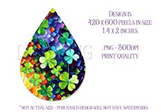 Colorful Clover Teardrop Earring, Watercolor Shamrocks, d7 Product Image 2