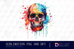 Colorful Skull Watercolor Clipart Product Image 1