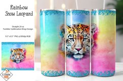 Rainbow Snow Leopard Sublimation Tumbler Wrap Product Image 1