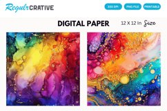 Colorful Sparkling Rainbow Alcohol Ink Digital Paper Product Image 1