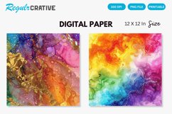 Colorful Sparkling Rainbow Alcohol Ink Digital Paper Product Image 1