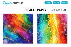 Colorful Sparkling Rainbow Alcohol Ink Digital Paper Product Image 1