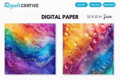 Colorful Sparkling Rainbow Alcohol Ink Digital Paper Product Image 1