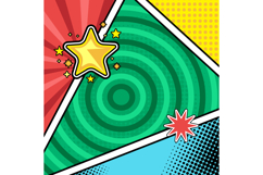 Colorful square comic book page background template pop art Product Image 1