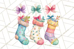 Christmas Stockings Clipart PNG, Cute Whimsical Holiday Product Image 2