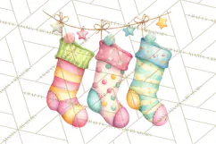 Christmas Stockings Clipart PNG, Cute Whimsical Holiday Product Image 3