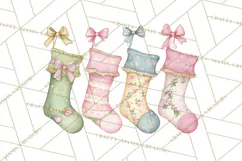 Christmas Stockings Clipart PNG, Cute Whimsical Holiday Product Image 4