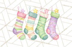 Christmas Stockings Clipart PNG, Cute Whimsical Holiday Product Image 5