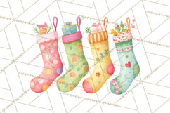 Christmas Stockings Clipart PNG, Cute Whimsical Holiday Product Image 2