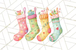 Christmas Stockings Clipart PNG, Cute Whimsical Holiday Product Image 2