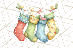 Christmas Stockings Clipart PNG, Cute Whimsical Holiday Product Image 3