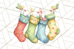 Christmas Stockings Clipart PNG, Cute Whimsical Holiday Product Image 3
