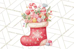 Christmas Stockings Clipart PNG, Cute Whimsical Holiday Product Image 5