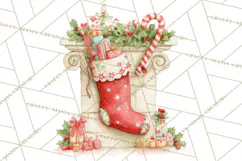 Christmas Stockings Clipart PNG, Cute Whimsical Holiday Product Image 4