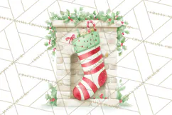 Christmas Stockings Clipart PNG, Cute Whimsical Holiday Product Image 4