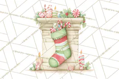 Christmas Stockings Clipart PNG, Cute Whimsical Holiday Product Image 5