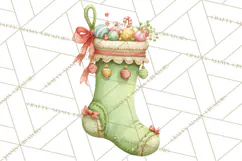 Christmas Stockings Clipart PNG, Cute Whimsical Holiday Product Image 5
