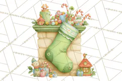 Christmas Stockings Clipart PNG, Cute Whimsical Holiday Product Image 3