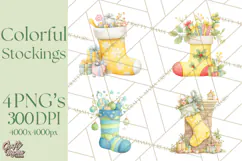 Christmas Stockings Clipart PNG, Cute Whimsical Holiday Product Image 1