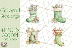 Christmas Stockings Clipart PNG, Cute Whimsical Holiday Product Image 1