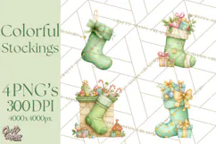 Christmas Stockings Clipart PNG, Cute Whimsical Holiday Product Image 1