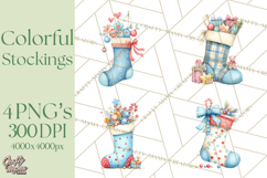 Christmas Stockings Clipart PNG, Cute Whimsical Holiday Product Image 1