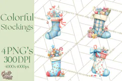 Christmas Stockings Clipart PNG, Cute Whimsical Holiday Product Image 1