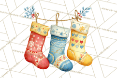 Christmas Stockings Clipart PNG, Cute Whimsical Holiday Product Image 3