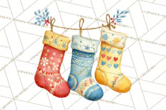 Christmas Stockings Clipart PNG, Cute Whimsical Holiday Product Image 3