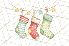 Christmas Stockings Clipart PNG, Cute Whimsical Holiday Product Image 4