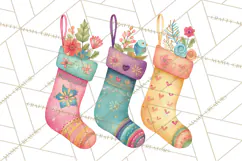 Christmas Stockings Clipart PNG, Cute Whimsical Holiday Product Image 5