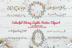 Colorful String Lights Vector Clipart Set Product Image 1