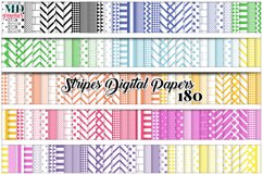 Stripes Colorful Digital Scrapbooking Papers, Bundle Papers Product Image 2