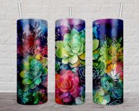 Colorful Succulents Tumbler Wrap Png Digital Download Product Image 3