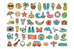 Colorful Summer Vacation Icon Collection | Tropical Beach Product Image 2