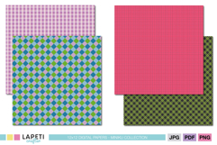 Bright checkered digital papers for scrapbooking and journaling