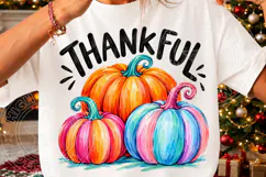 Colorful Thankful Pumpkins PNG Product Image 3