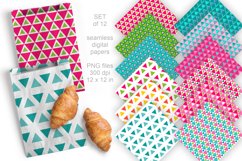 Colorful Triangles Seamless Patterned Digital Papers 12 PNG 