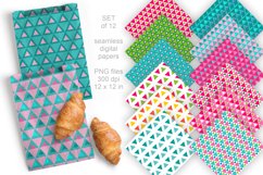 Colorful Triangles Seamless Patterned Digital Papers 12 PNG 