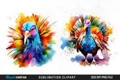 Watercolor Clipart,Digital Clipart,Watercolor Fall,Autumn Clipart,Fall Clipart,Harvest Season,Fall Graphics,Thanksgiving Clipart,Turkey Clipart,Thanksgiving Turkeys,Colorful Feathers,