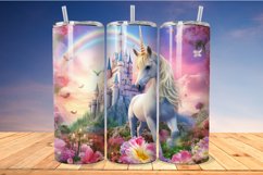 Colorful Unicorn Castle 20 Oz Skinny Tumbler Product Image 1