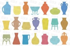 boho, flat, blue, yellow, orange, brown, colorful, plant, flower, silhouette, illustration, set, vase, ceramic, decorative, vector, isolated, decoration, pottery, collection, interior, pot, decor, design, jar, jug, object, antique, modern, shape, clay,