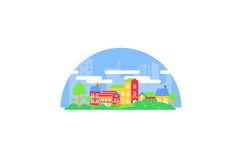 Colorful village skyline with modern building design Product Image 1