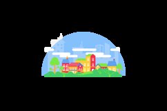 Colorful village skyline with modern building design Product Image 2