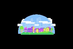 Colorful village skyline with modern building vector Product Image 2