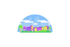 Colorful village skyline with modern building vector Product Image 1