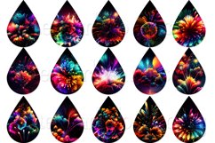 July 4th Earrings, Vivid Fireworks Teardrop Earring Designs Product Image 2