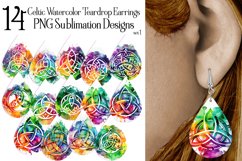 Colorful Celtic Watercolor Teardrop Earring Digital Designs Product Image 1